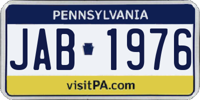 PA license plate JAB1976