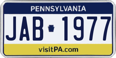 PA license plate JAB1977