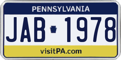 PA license plate JAB1978