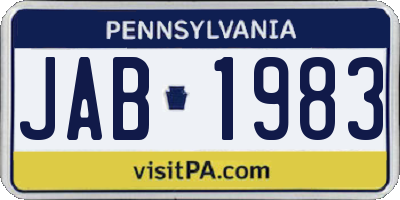 PA license plate JAB1983