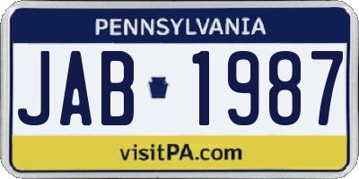 PA license plate JAB1987