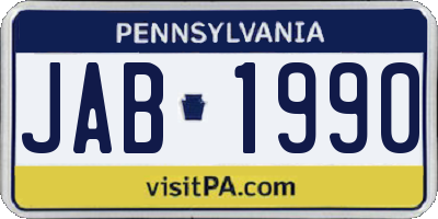 PA license plate JAB1990