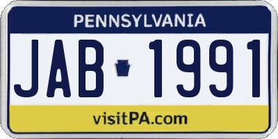 PA license plate JAB1991