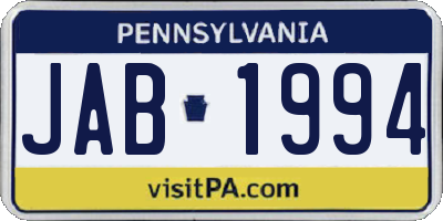 PA license plate JAB1994