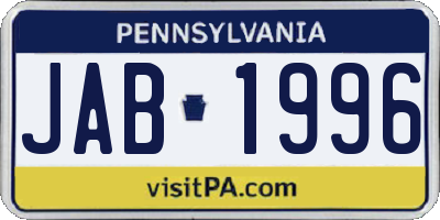 PA license plate JAB1996