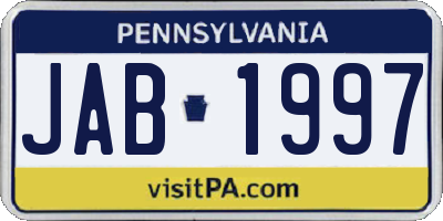 PA license plate JAB1997