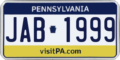 PA license plate JAB1999