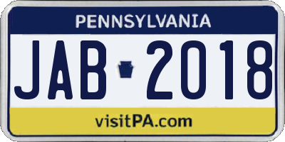 PA license plate JAB2018