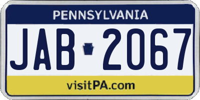 PA license plate JAB2067