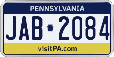 PA license plate JAB2084