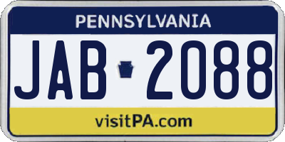 PA license plate JAB2088