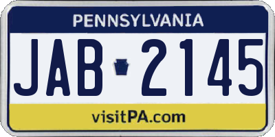 PA license plate JAB2145