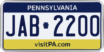 PA license plate JAB2200