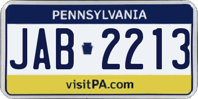 PA license plate JAB2213