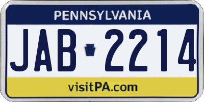 PA license plate JAB2214