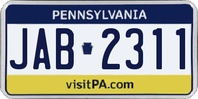 PA license plate JAB2311