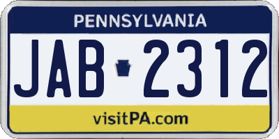 PA license plate JAB2312