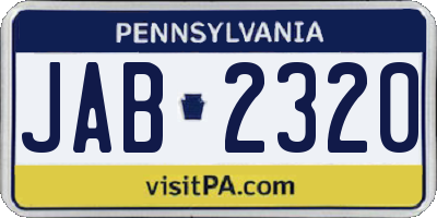 PA license plate JAB2320