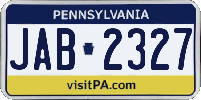 PA license plate JAB2327