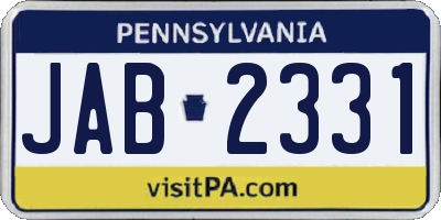 PA license plate JAB2331