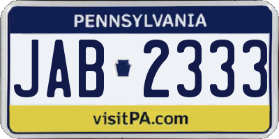 PA license plate JAB2333