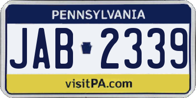 PA license plate JAB2339