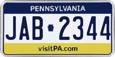PA license plate JAB2344