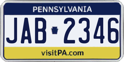 PA license plate JAB2346