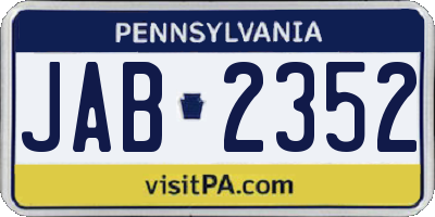 PA license plate JAB2352