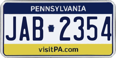 PA license plate JAB2354