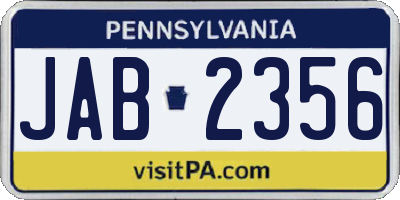 PA license plate JAB2356