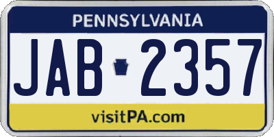 PA license plate JAB2357