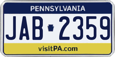 PA license plate JAB2359