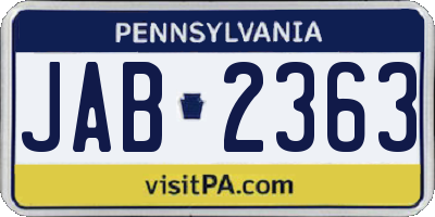 PA license plate JAB2363