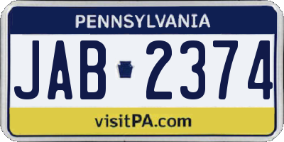 PA license plate JAB2374