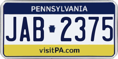 PA license plate JAB2375