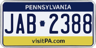 PA license plate JAB2388