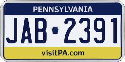 PA license plate JAB2391