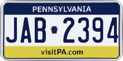 PA license plate JAB2394
