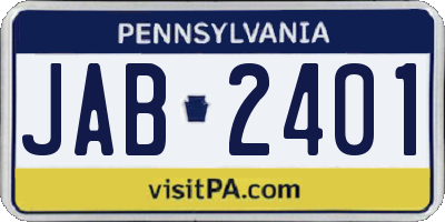 PA license plate JAB2401