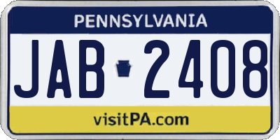 PA license plate JAB2408