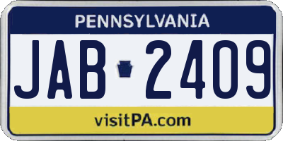 PA license plate JAB2409