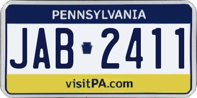 PA license plate JAB2411