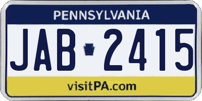PA license plate JAB2415