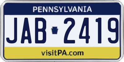 PA license plate JAB2419