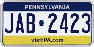 PA license plate JAB2423