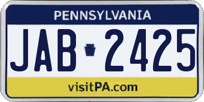 PA license plate JAB2425