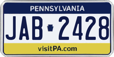 PA license plate JAB2428