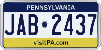 PA license plate JAB2437