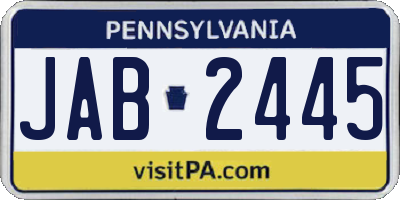 PA license plate JAB2445